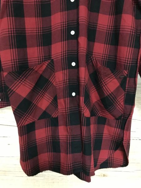 Woolrich Red and Black Checked Long Sleeve Long Length Shirt