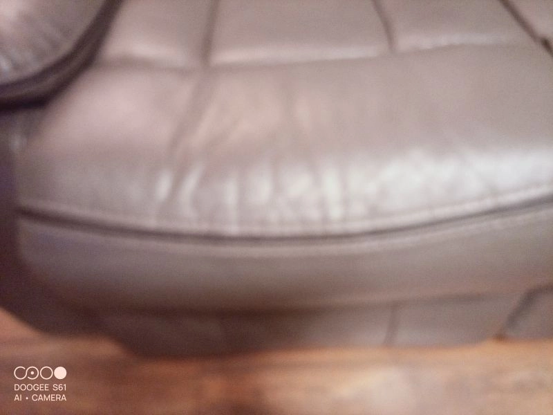 Grey, Leather, Reclining 2 Seater Couch/Sofa