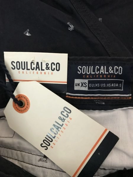 Soulcal & Co Dark Blue Fitted Shorts with White Palm Tree Design