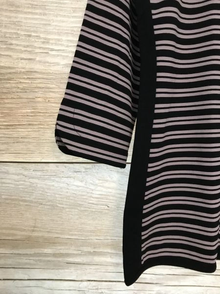 Betty Barclay Pink and Black Striped Top with 3/4 Length Sleeves