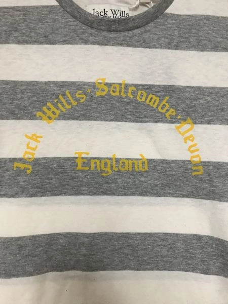 Jack Wills Grey and White Striped Short Sleeve T-Shirt