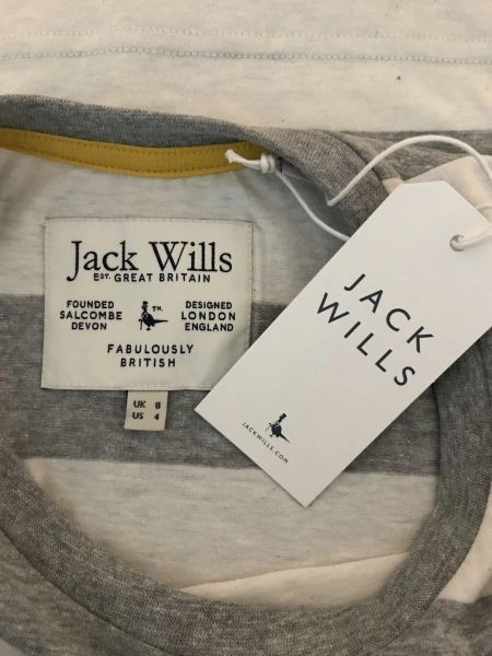 Jack Wills Grey and White Striped Short Sleeve T-Shirt