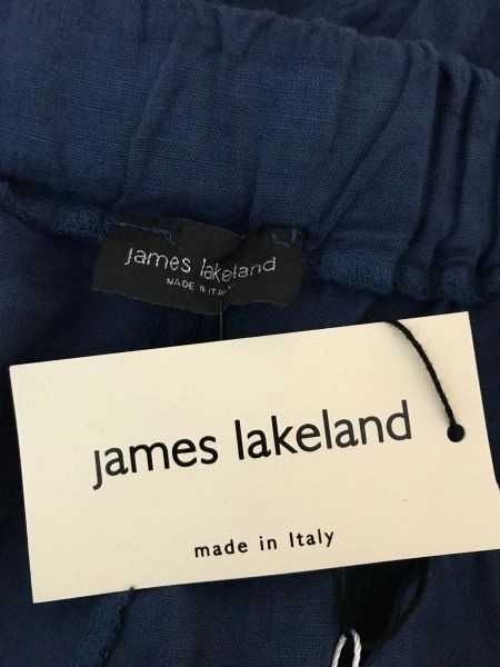 James Lakeland Blue Wide Leg Linen Trousers with Elasticated Waist