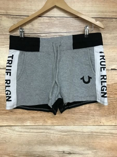 True Religion Grey, White and Black Sweatpant Shorts