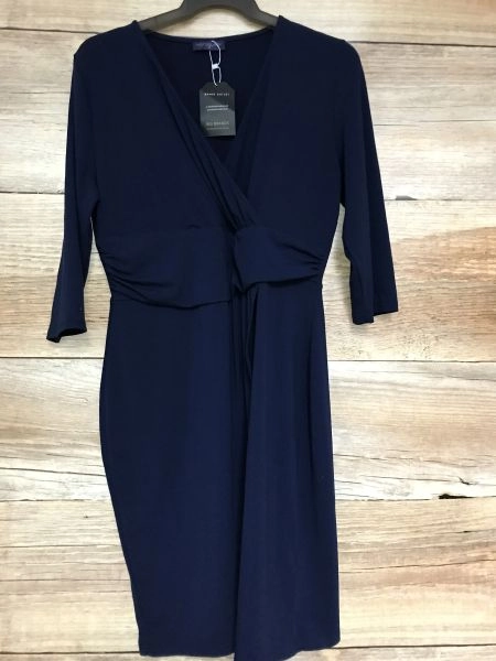 Hot Squash Blue Knee Length Body Con Dress with 3/4 Length Sleeves