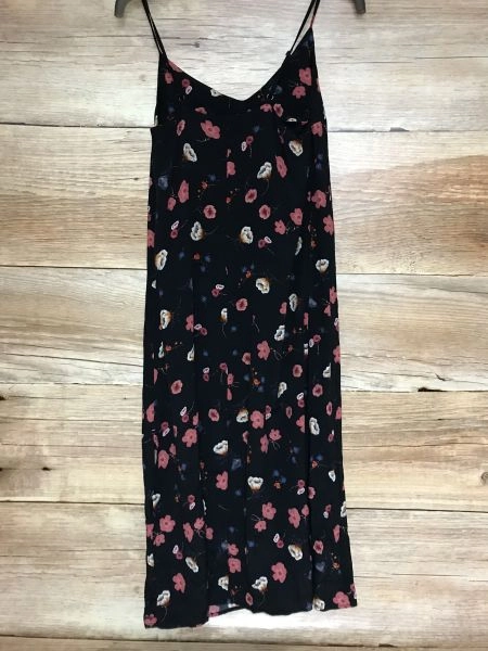 Tommy Hilfiger Black Sleeveless Spaghetti Strapped Dress with Floral Print Design