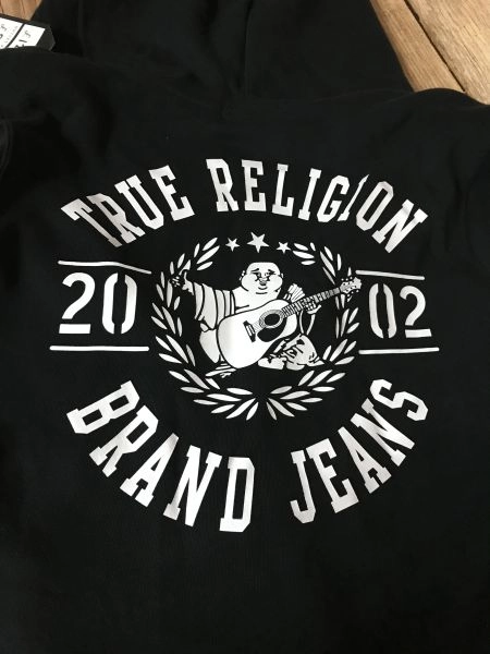 True Religion Black Long Sleeve Zip Up Hoodie