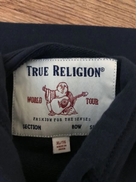 True Religion Navy Blue Long Sleeve Hooded Pullover Sweatshirt