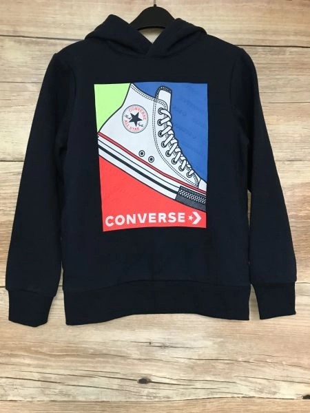 Converse Dark Blue Long Sleeve Pullover Sweatshirt with Large Logo on Front