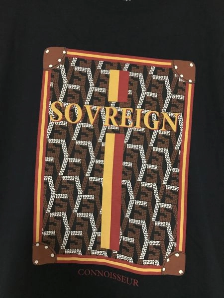 S.V.R.N Black Short Sleeve T-Shirt with 'Sovreign' Printed Logo on Front