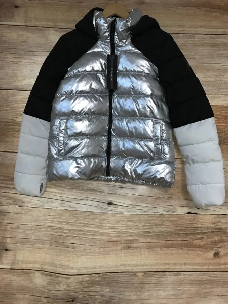 O'Neills Silver and Black Quilted Puffer Jacket