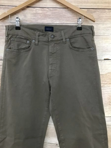 Gant Brown Regular Fit Mid Rise Straight Leg Chino Style Trousers