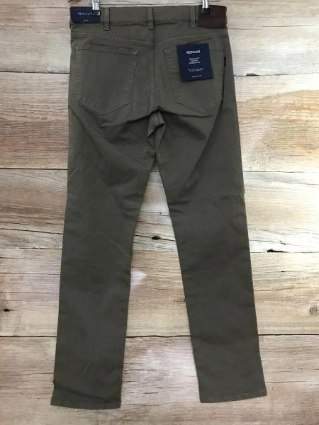 Gant Brown Regular Fit Mid Rise Straight Leg Chino Style Trousers