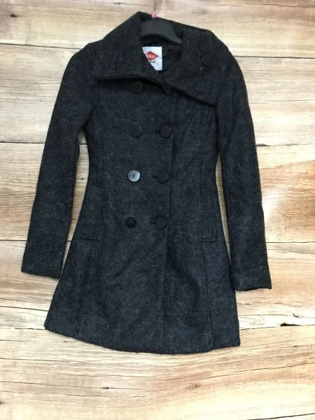Lee Cooper Black Long Sleeve Double Breasted Peacoat