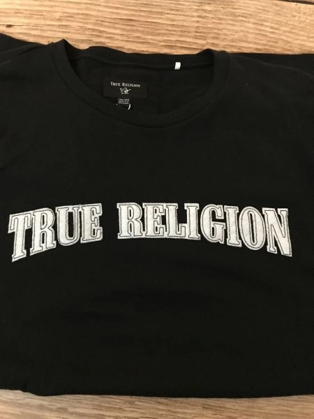 True Religion Black Pullover Jumper with Large Logo Front