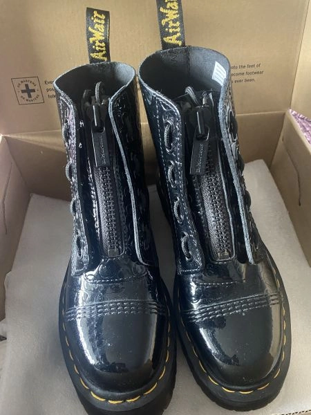 Dr Martens patient leather leopard print boots