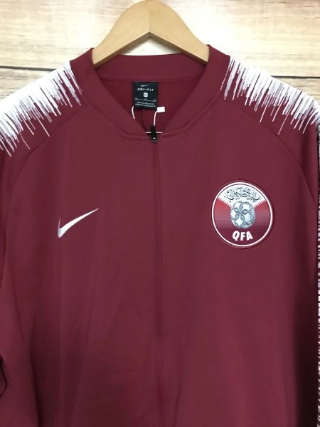 Nike Dri-Fit Red Long Sleeve Zip Up Qatar Football Association Top