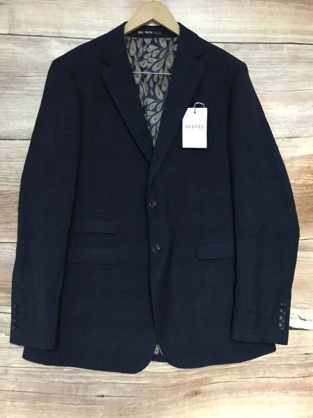 Skopes Black Long Sleeve Suit Jacket with Brown Check Design