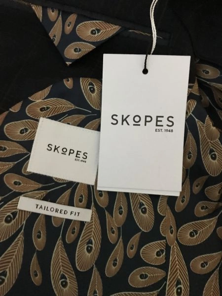 Skopes Black Long Sleeve Suit Jacket with Brown Check Design