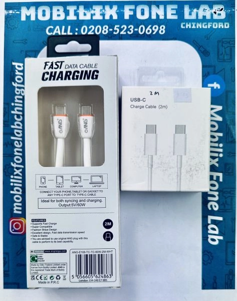 USB C to Type C Fast Charging Cable 2 Meter for Samsung Models and iPhone 15 Series