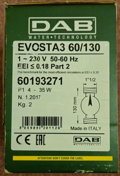 Central Heating Circulator Pump DAB Evosta 3 60/130