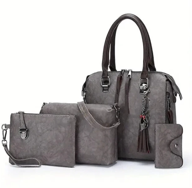 60 Wholesale Womens Genuine Large PU Leather Tote Boston Bags in Sets of 4