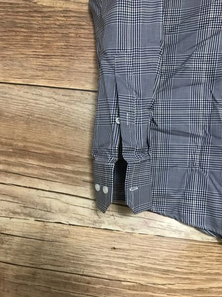 Hugo Boss Blue and White Check Long Sleeve Button Up Shirt