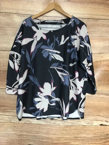 Betty & Co Multicoloured Floral Print Top with 3/4 Length Sleeves