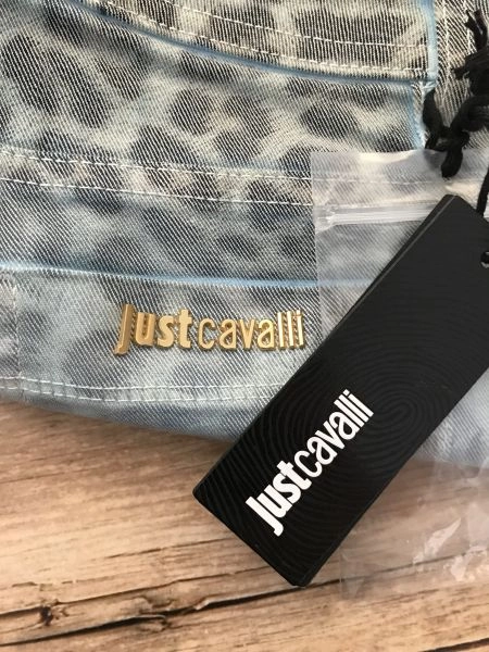 Just Cavalli Blue Skinny Leg Jeans with Faded Animal Print Design