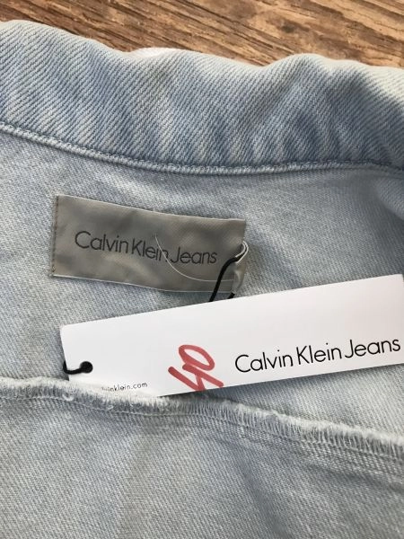Calvin Klein Blue Sleeveless Denim Button Up Vest
