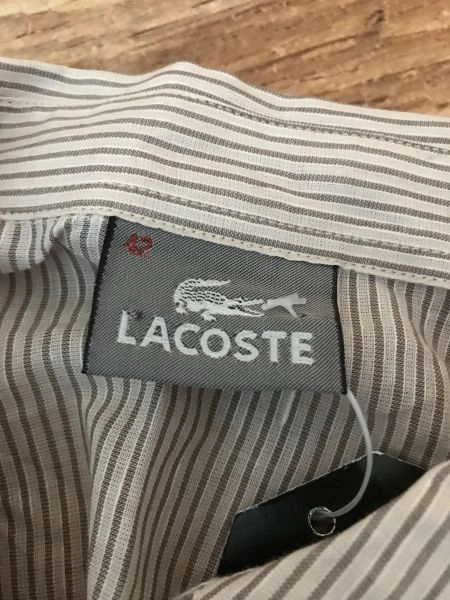 Lacoste Brown Striped Sheer Long Sleeve Shirt