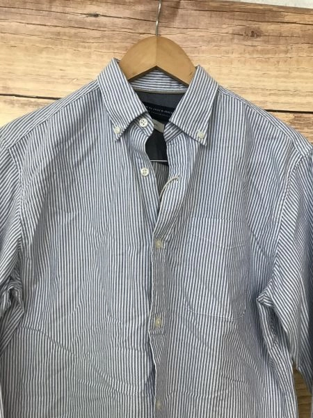 Premium by Jack and Jones Blue and White Striped Long Sleeve Button Up Shirt