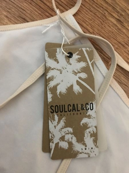 Soulcal & Co Pink and White Thin Crossback Strap Swim Top
