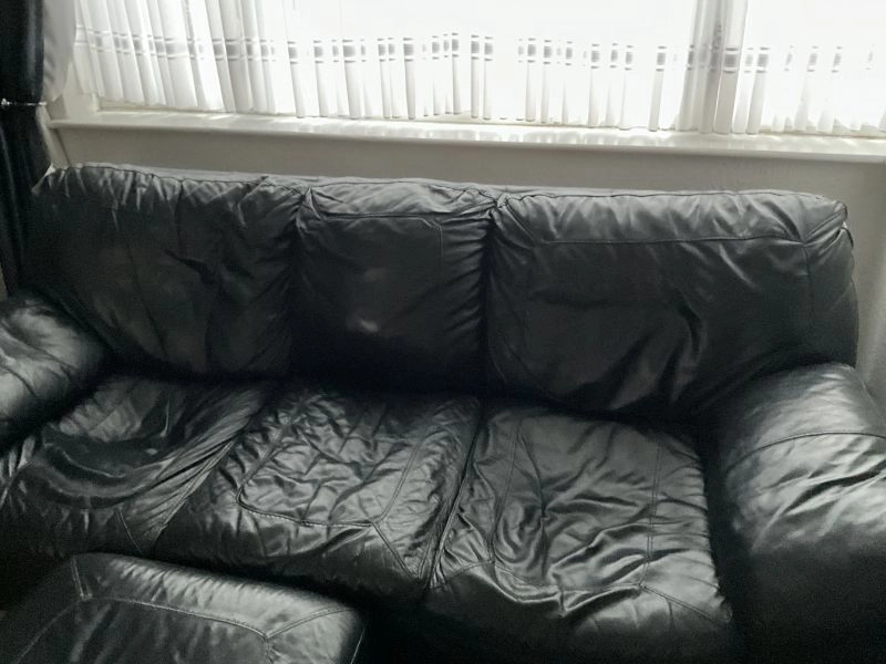 DFS three seater leather sofa