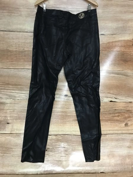 Versace Jeans Black Faux Leather Skinny Trousers