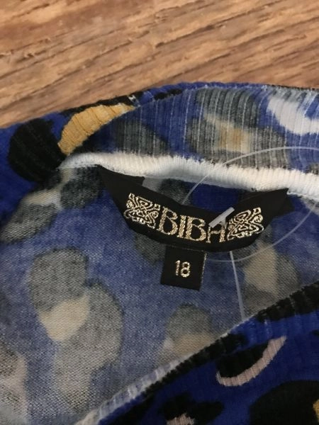 Biba Blue Animal Print Long Sleeve Jumper