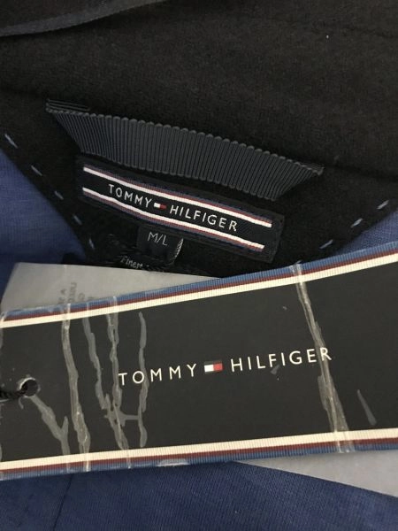 Tommy Hilfiger Black and Blue Tie Up Robe Style Coat