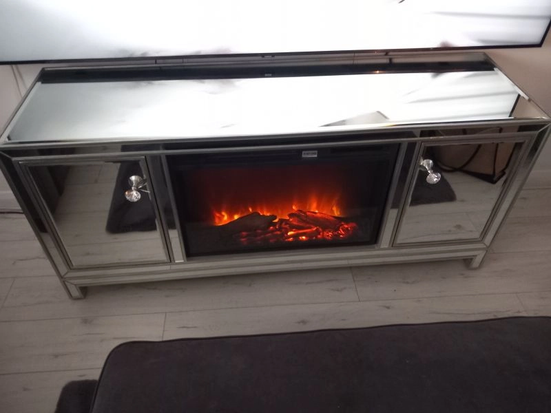 MIRRORED TV UNIT/ELECTRIC FIRE INSERTED