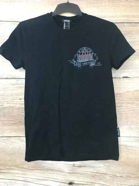 Just Cavalli Black Short Sleeve T-Shirt with Logo on Chest