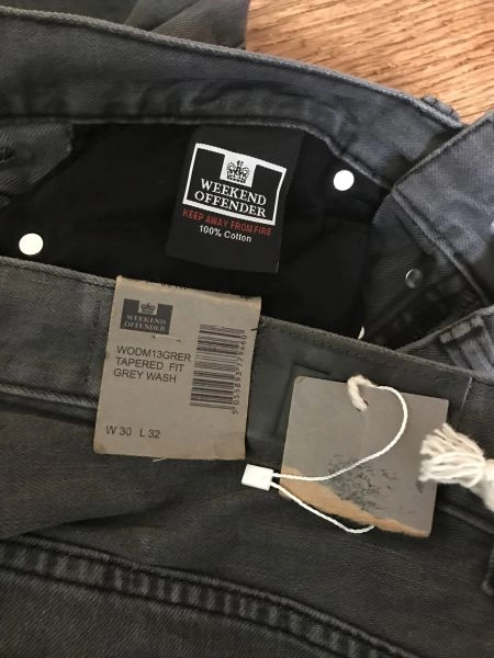 Weekend Offender Grey Tapered Fit Jeans