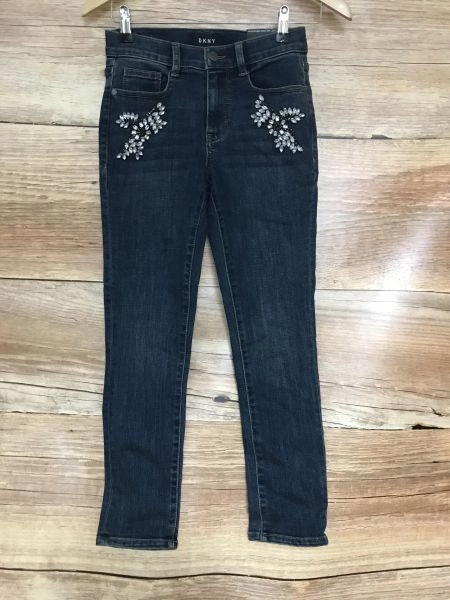 DKNY Blue Mid-Rise Skinny Fit Cropped Jeans