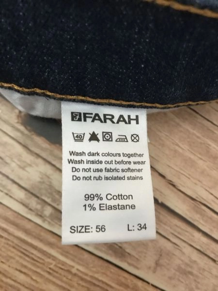 Farah Blue Straight Cut 12oz Stretch Denim Jeans