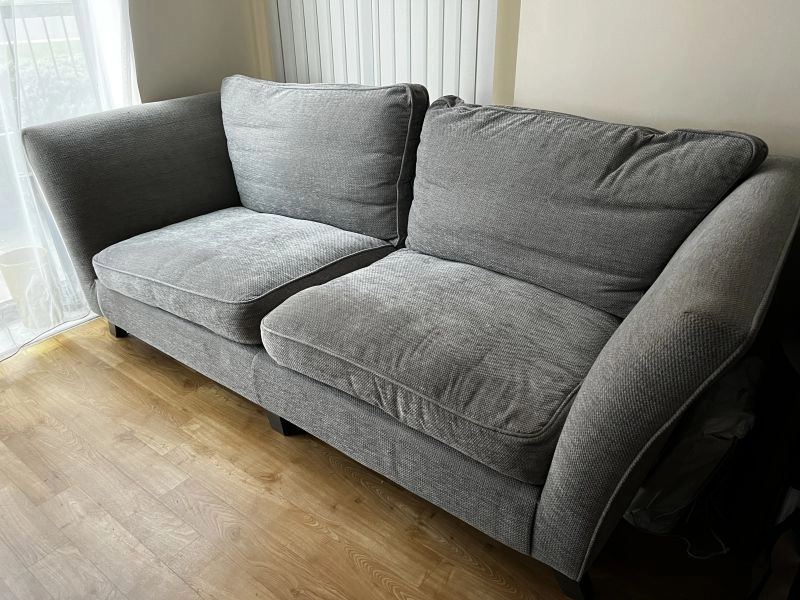 3 Seater Sofa Blue/Grey Fabric 224[w]cm x 100[d]cm x 79[h]cm