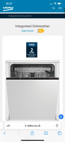 Beko dishwasher DIN16X20 new