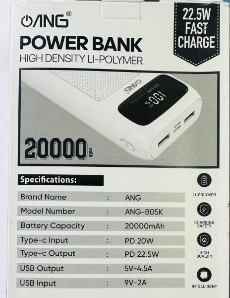 ANG B05K 20000 mAh Fast Wireless Charging Power Bank Portable Battery Charger