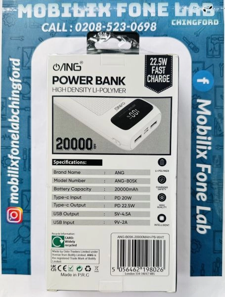 ANG B05K 20000 mAh Fast Wireless Charging Power Bank Portable Battery Charger