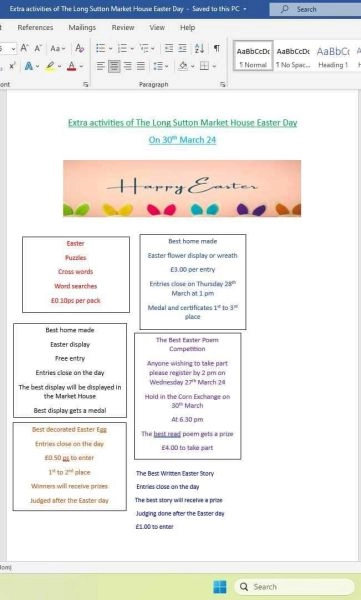 The Long Sutton Market House Trust Easter Celebrations Day