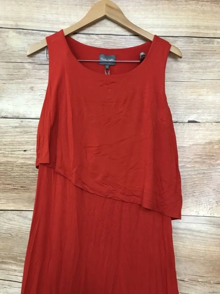 Phase Eight Red Sleeveless Long Length Summer Dress with Layered Body