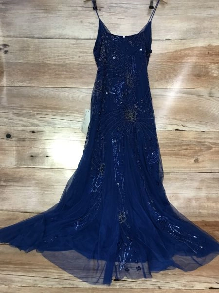 Adrianna Papell Blue Floor Length Sleeveless Gown