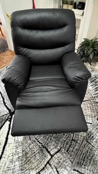 Two black leather sofa